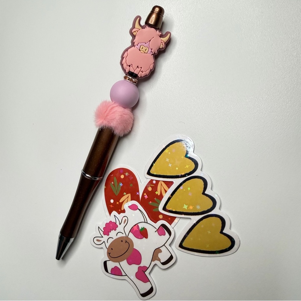 Handmade Beadable Pen & Mystery Stickers
